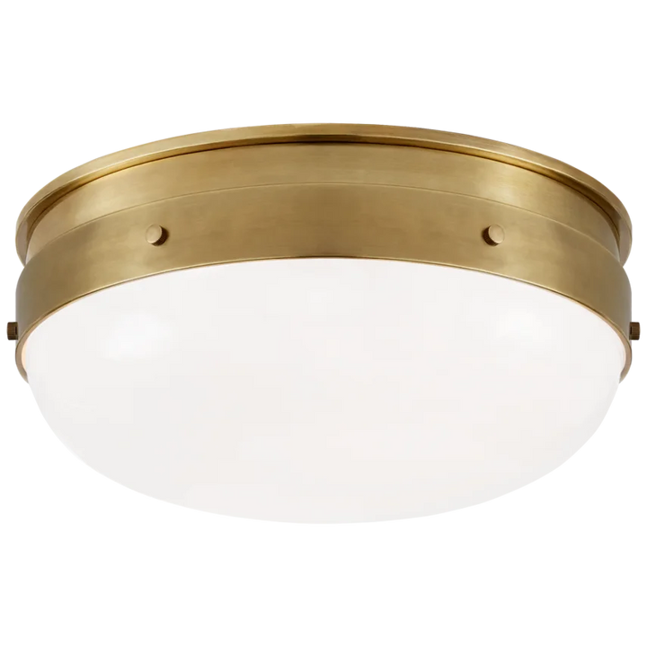 Hickory Flush Mount-Visual Comfort-VISUAL-TOB 4063HAB-WG-Flush MountsSmall-Hand-Rubbed Antique Brass-White Glass-7-France and Son
