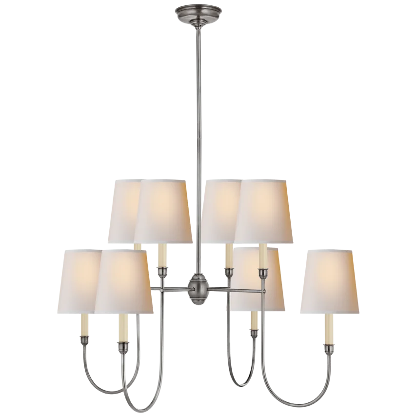 Vendy Large Chandelier-Visual Comfort-VISUAL-TOB 5008AS-NP-ChandeliersAntique Silver-Natural Paper Shades-2-France and Son