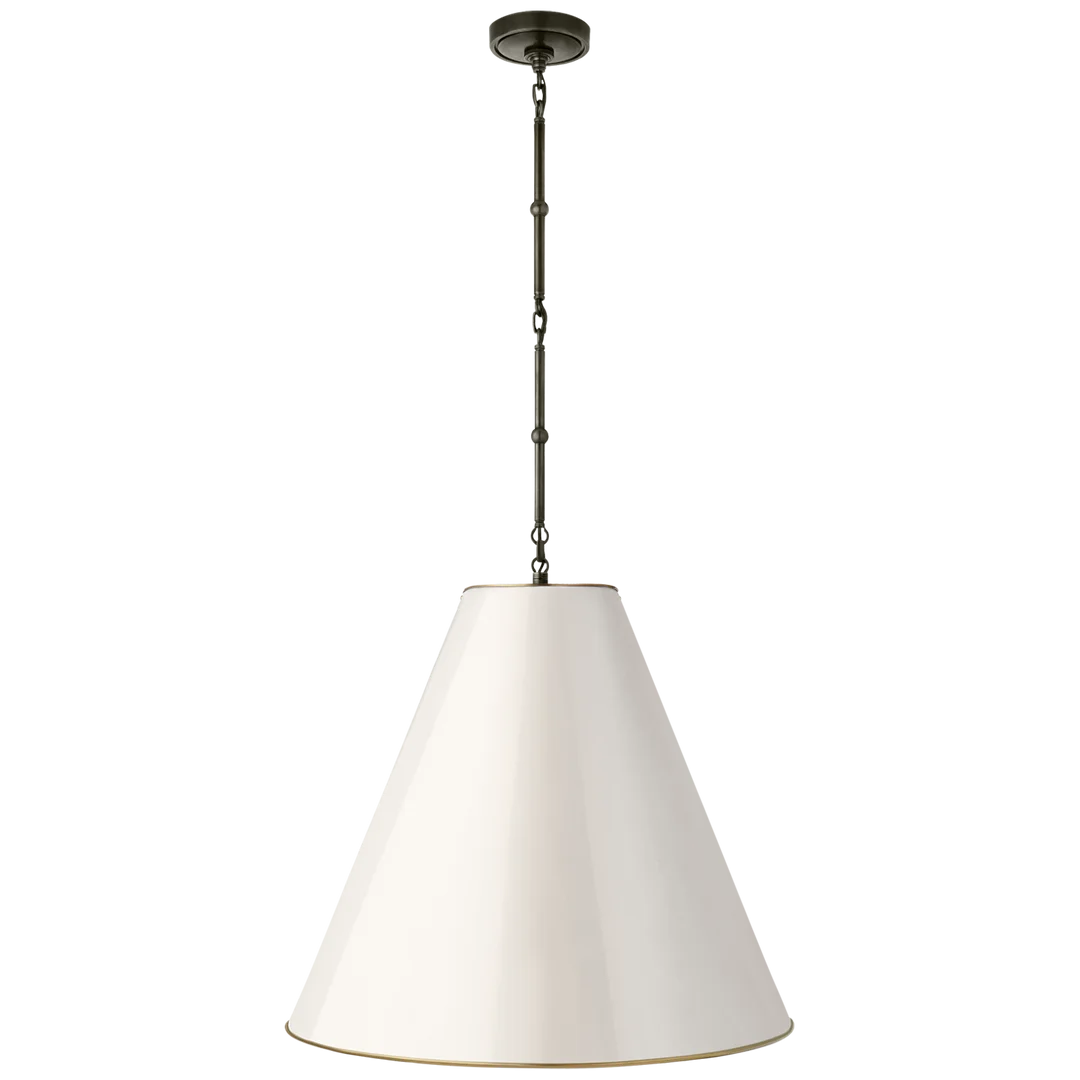 Greatman Large Hanging Lamp-Visual Comfort-VISUAL-TOB 5014BZ-AW-ChandeliersBronze - Antique White Shade-5-France and Son