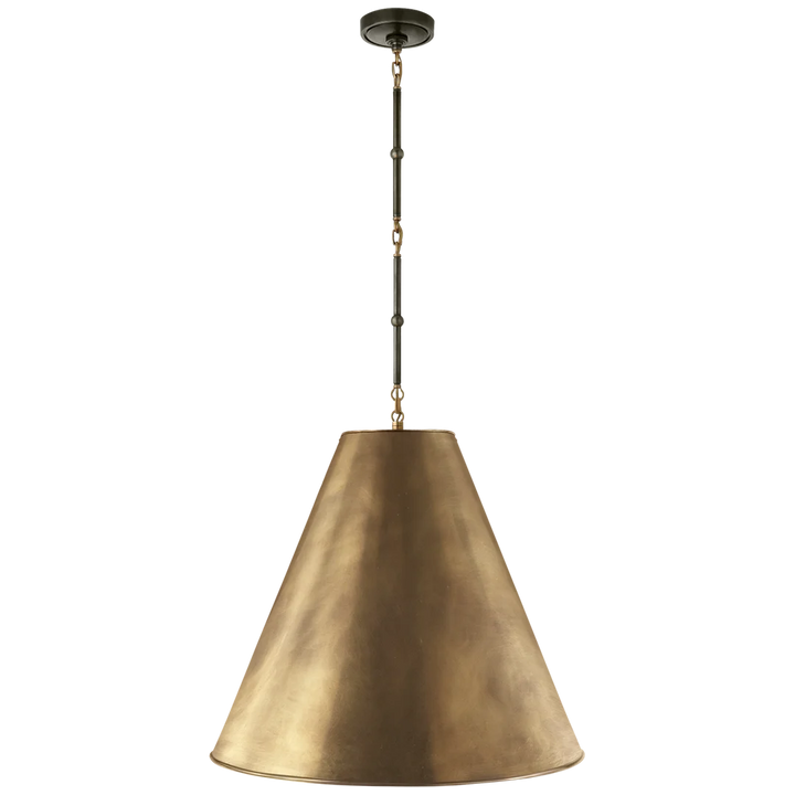 Greatman Large Hanging Lamp-Visual Comfort-VISUAL-TOB 5014BZ/HAB-HAB-ChandeliersBronze and Hand-Rubbed Antique Brass - Hand-Rubbed Antique Brass Shade-4-France and Son