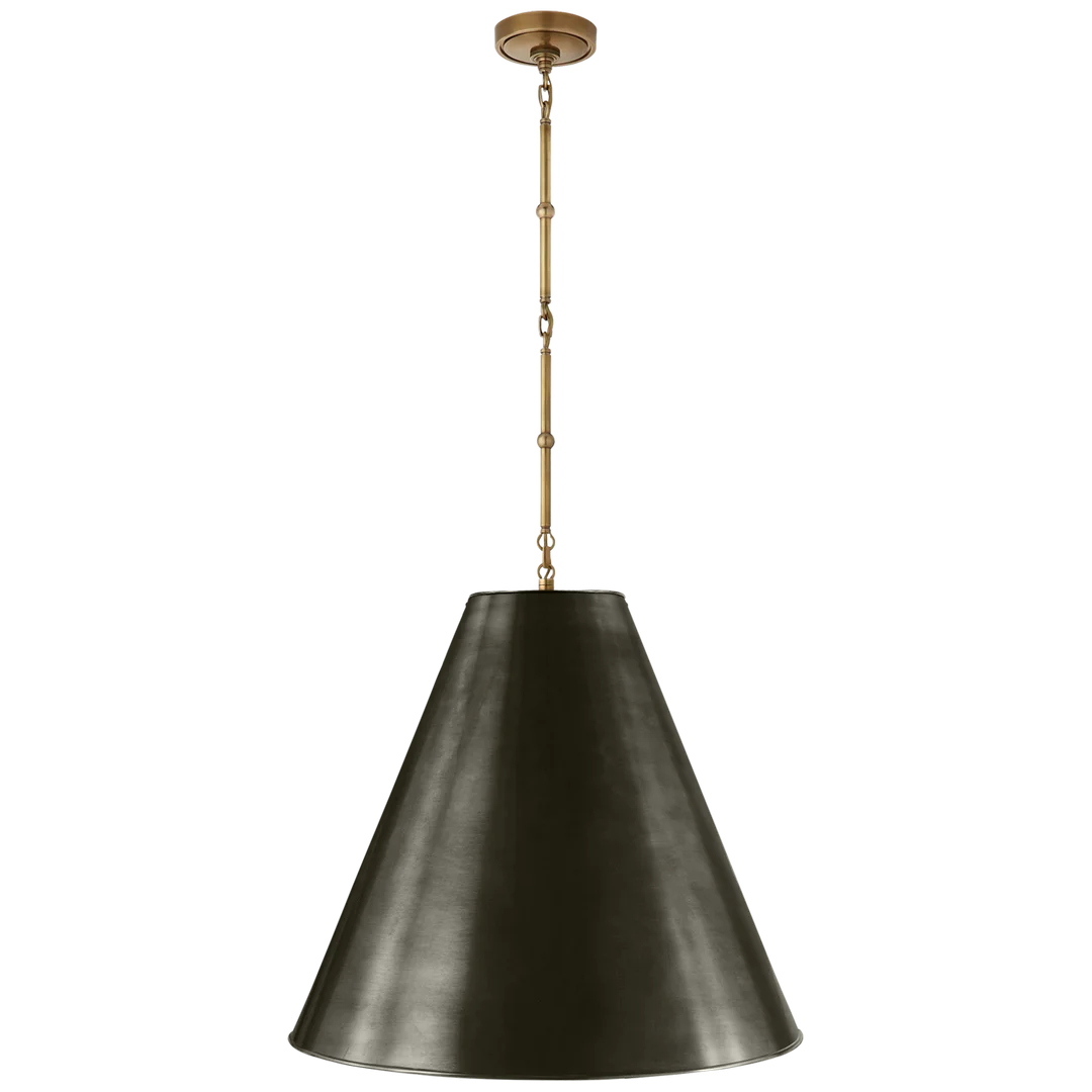 Greatman Large Hanging Lamp-Visual Comfort-VISUAL-TOB 5014HAB-BZ-ChandeliersHand-Rubbed Antique Brass - Bronze Shade-9-France and Son