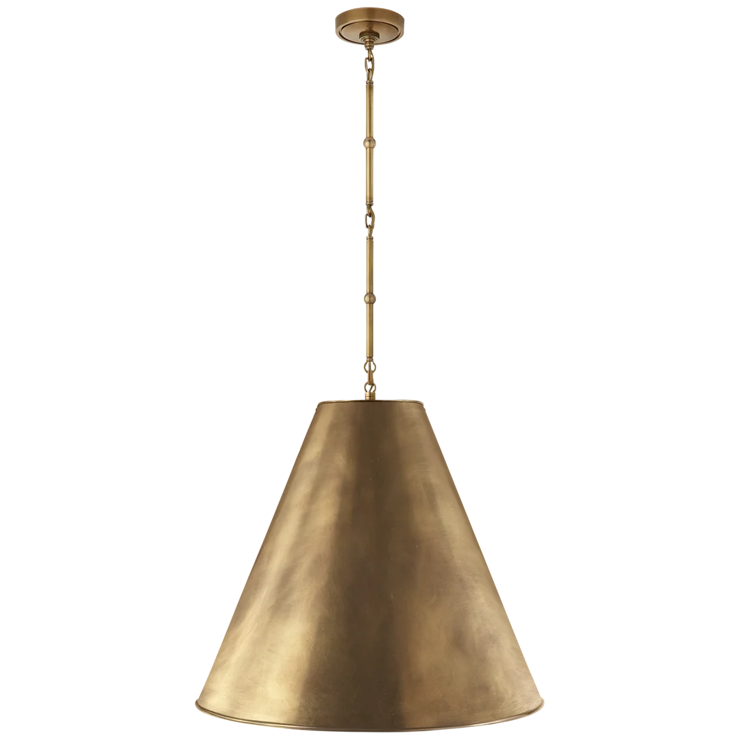 Greatman Large Hanging Lamp-Visual Comfort-VISUAL-TOB 5014HAB-HAB-ChandeliersHand-Rubbed Antique Brass - Hand-Rubbed Antique Brass Shade-10-France and Son