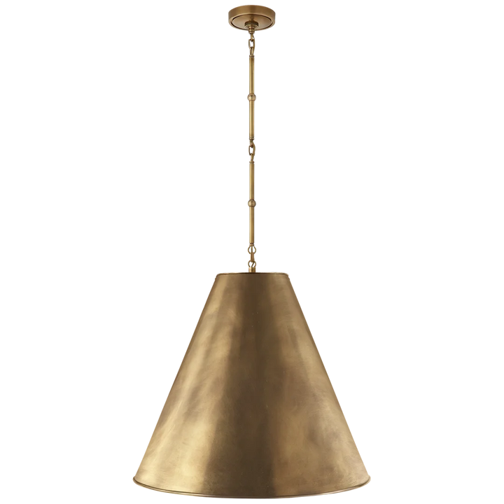 Greatman Large Hanging Lamp-Visual Comfort-VISUAL-TOB 5014HAB-HAB-ChandeliersHand-Rubbed Antique Brass - Hand-Rubbed Antique Brass Shade-10-France and Son