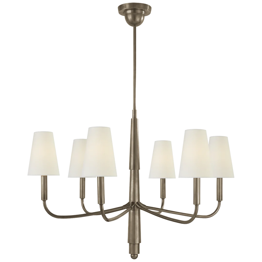 Farly Lane Small Chandelier-Visual Comfort-VISUAL-TOB 5018AN-L-ChandeliersAntique Nickel-Linen Shades-1-France and Son