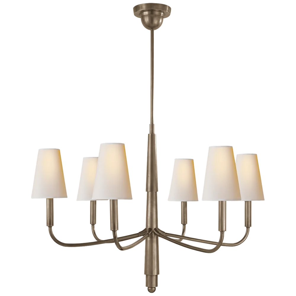 Farly Lane Small Chandelier-Visual Comfort-VISUAL-TOB 5018AN-NP-ChandeliersAntique Nickel-Natural Paper Shades-2-France and Son