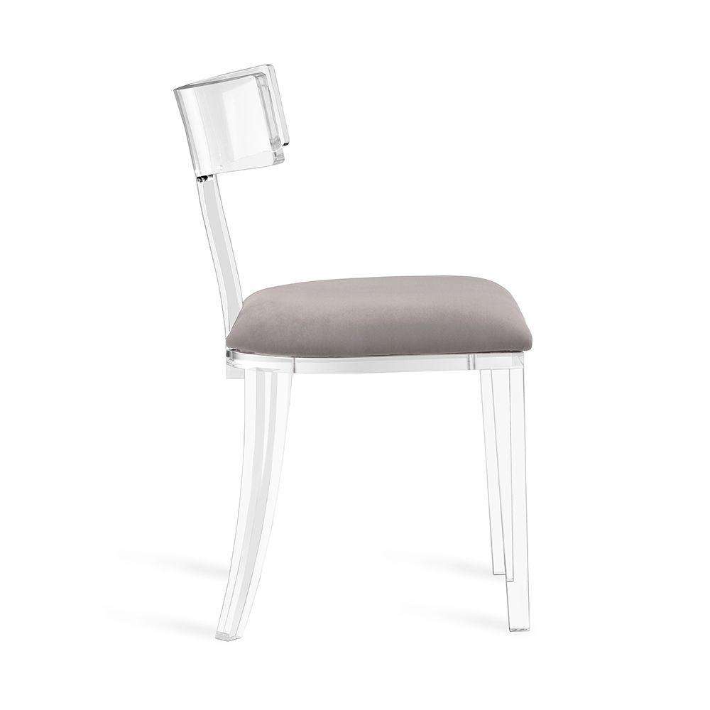 Tristan Acrylic Klismos Chair-Interlude-INTER-145067-Dining ChairsNIMBUS GREY VELVET-3-France and Son