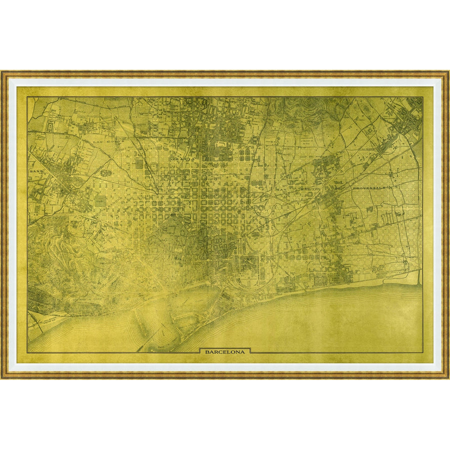 Gilded Barcelona Map-Wendover-WEND-WVT1709-Wall Art-1-France and Son