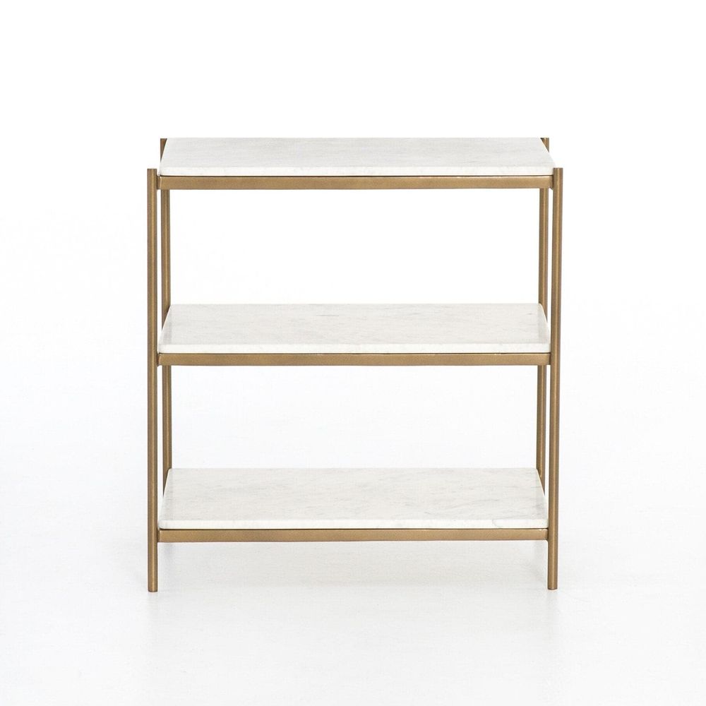 Keaton Nightstand - Polished White Marble