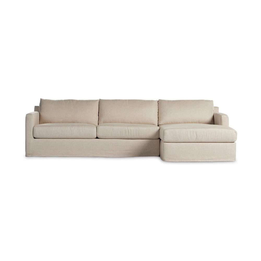 Mabel 2-Piece Slipcover Sectional - Evere Creme - Right Chaise