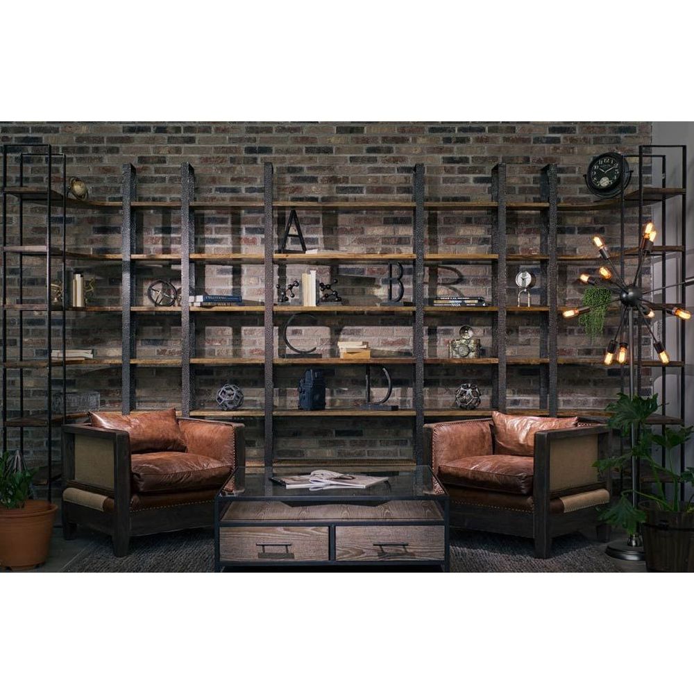 Bookcases & Etageres Luke Brown Wood | Black Metal Shelving Unit