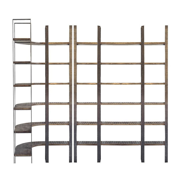 Bookcases & Etageres Leander Brown Wood | Black Metal Shelving Unit