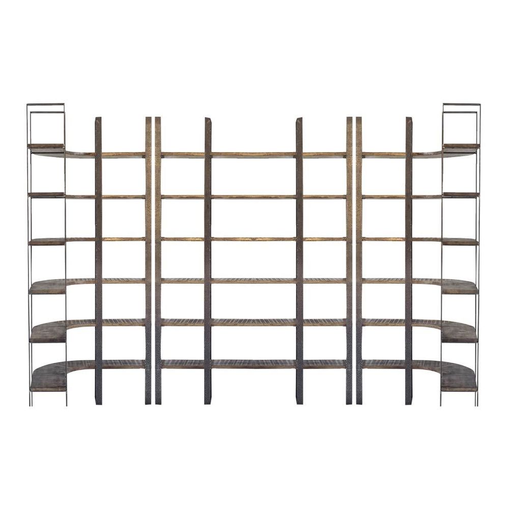 Bookcases & Etageres Leander Brown Wood | Black Metal Shelving Unit