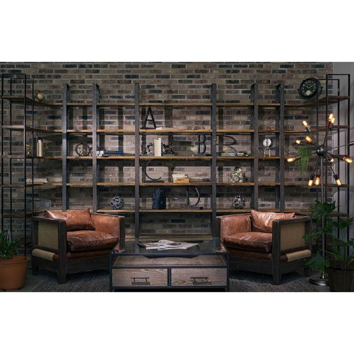 Bookcases & Etageres Leander Brown Wood | Black Metal Shelving Unit