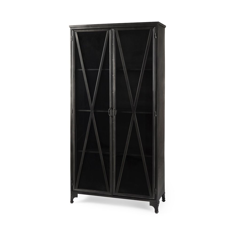Cabinets & Curios Heathcliff Black Metal Display Cabinet