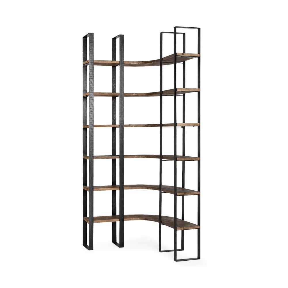 Bookcases & Etageres Luke Dark Brown Wood | Black Metal Shelving Unit