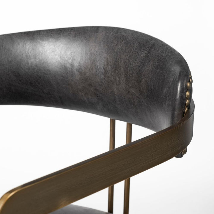 Derek Black Leather | Gold Metal Dining Chair