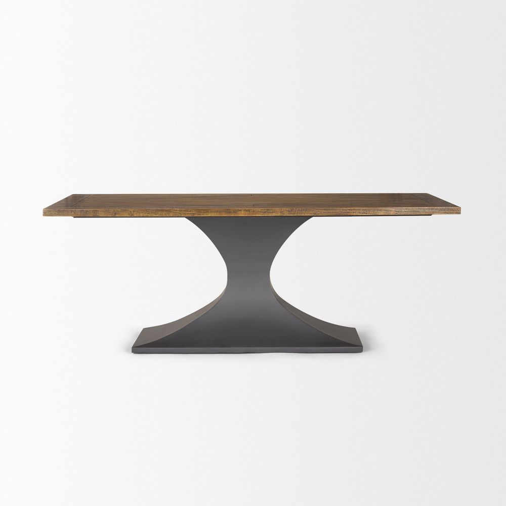 Dining Tables Maximus Dark Brown Wood | Dark Gunmetal Dining Table
