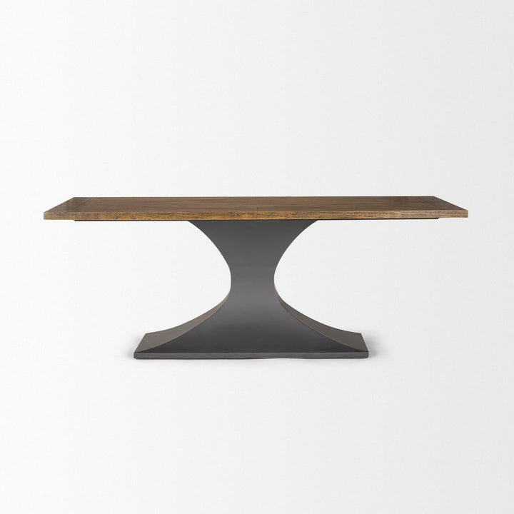 Dining Tables Maximus Dark Brown Wood | Dark Gunmetal Dining Table