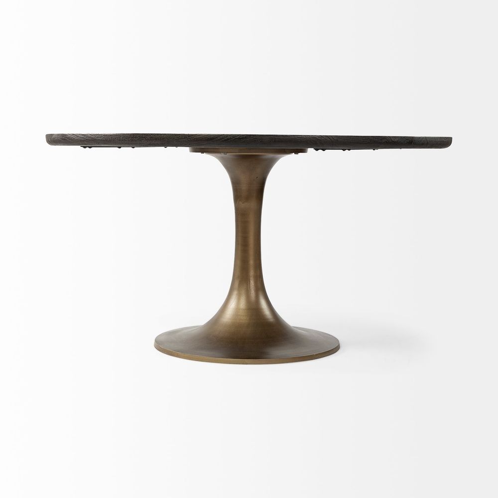 Dining Tables Caspian Brown Wood | Gold Metal Dining Table