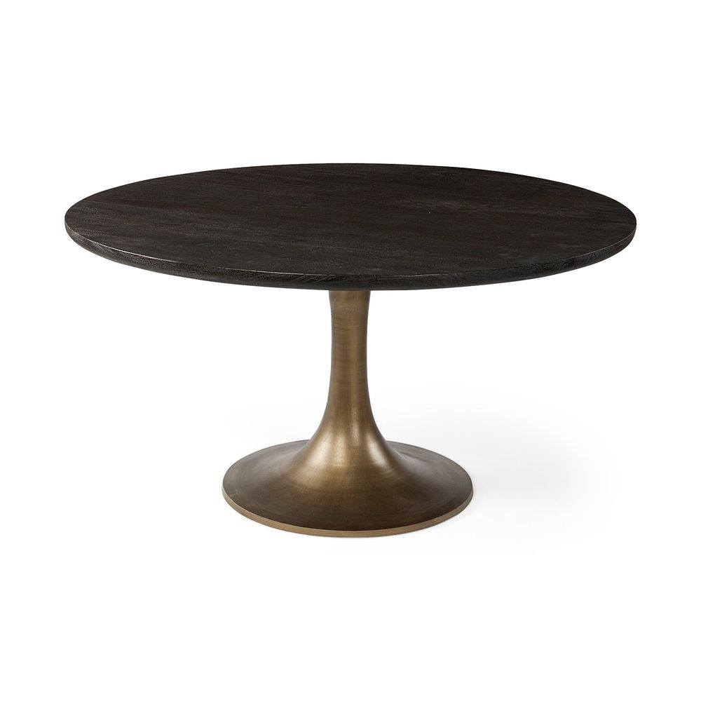 Dining Tables Caspian Brown Wood | Gold Metal Dining Table