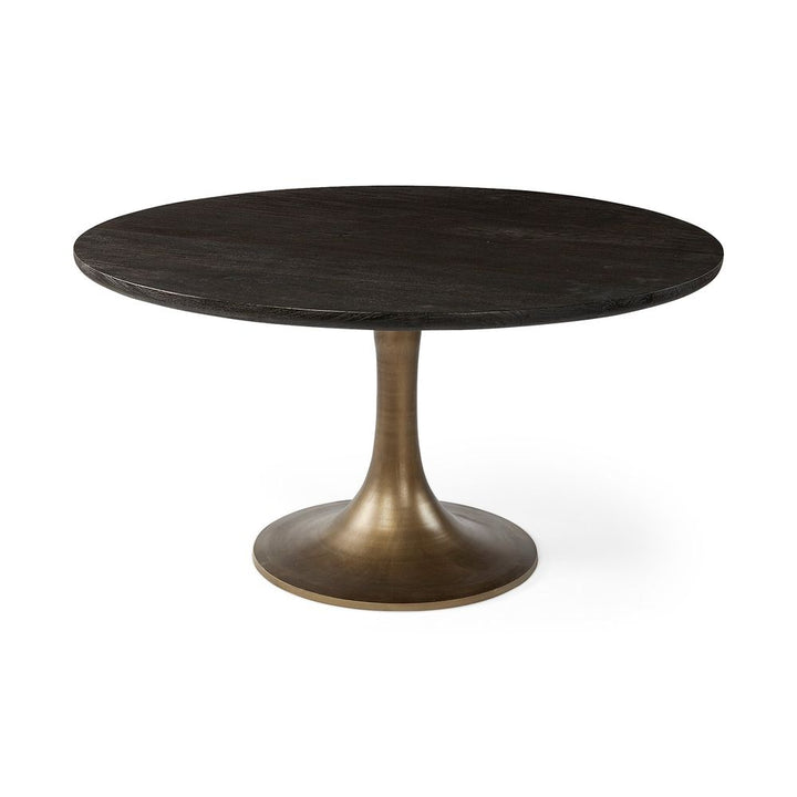 Dining Tables Caspian Brown Wood | Gold Metal Dining Table