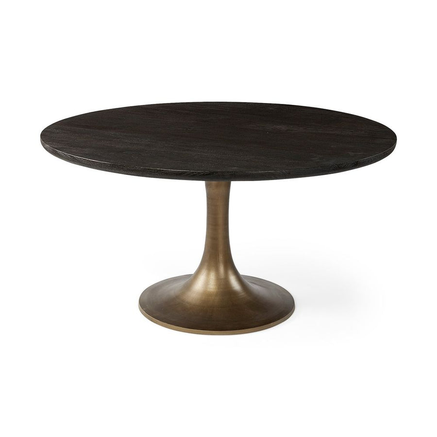 Dining Tables Caspian Brown Wood | Gold Metal Dining Table