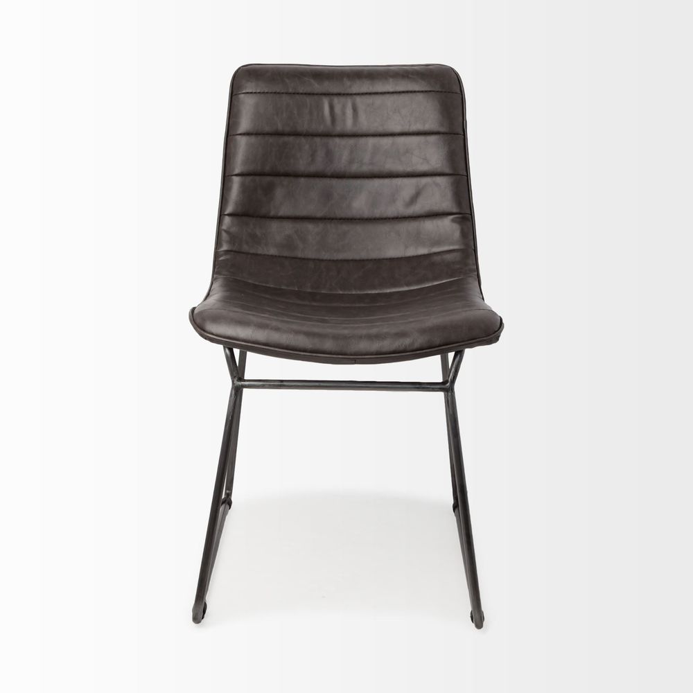 Silas Brown Faux Leather | Black Metal Dining Chair