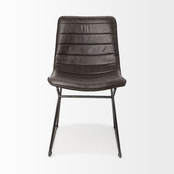 Silas Brown Faux Leather | Black Metal Dining Chair