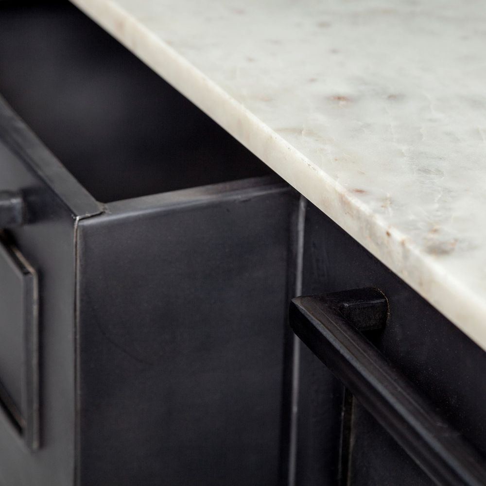 Dimitrina Black Metal | White Marble Kitchen Avand