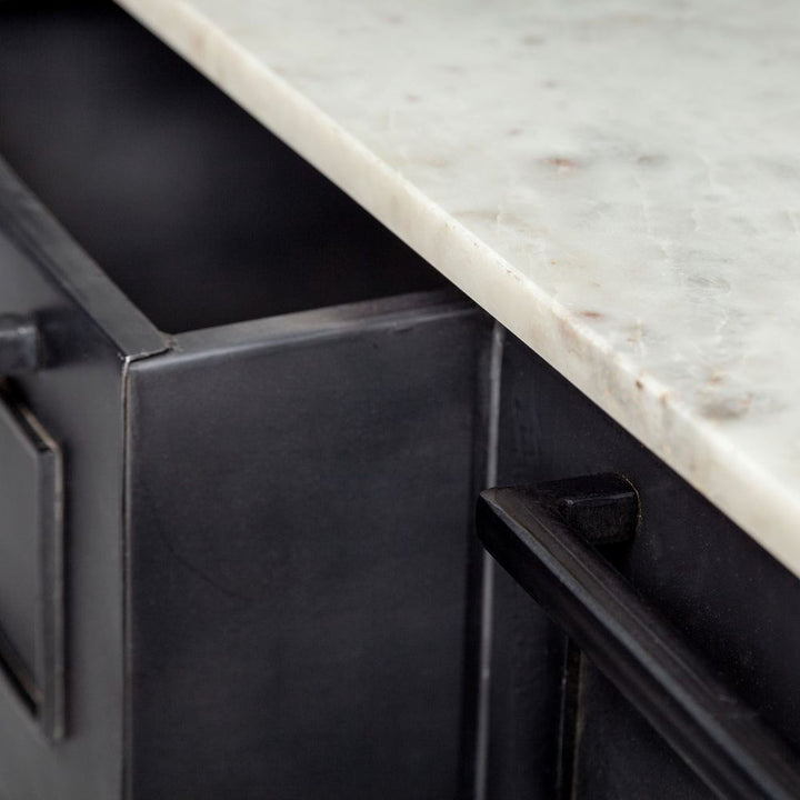 Dimitrina Black Metal | White Marble Kitchen Avand