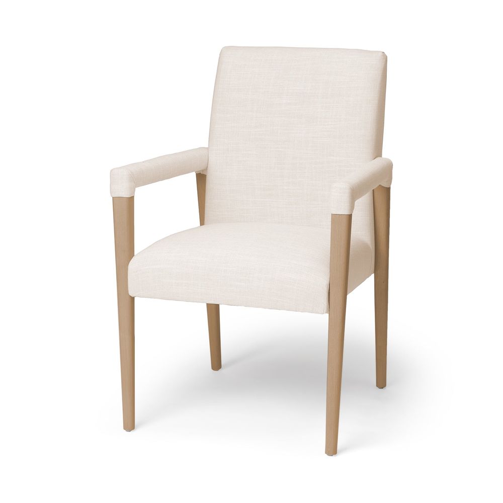 Lincoln Cream | Light Brown Wood | Armed Dining Chair