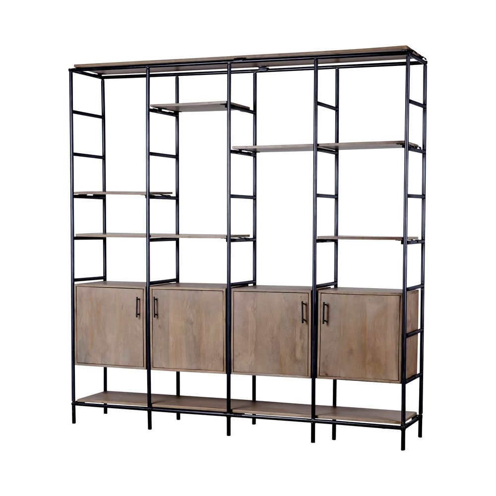 Maximus Brown Wood | Black Metal Shelving Unit