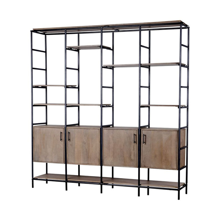 Maximus Brown Wood | Black Metal Shelving Unit