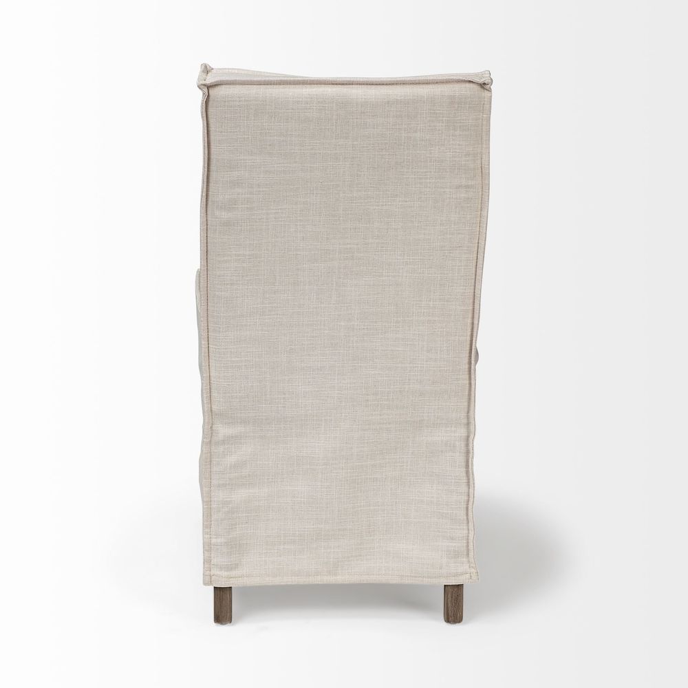 Dax Cream Fabric | Brown Wood Dining Chair