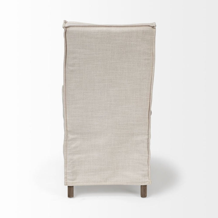 Dax Cream Fabric | Brown Wood Dining Chair