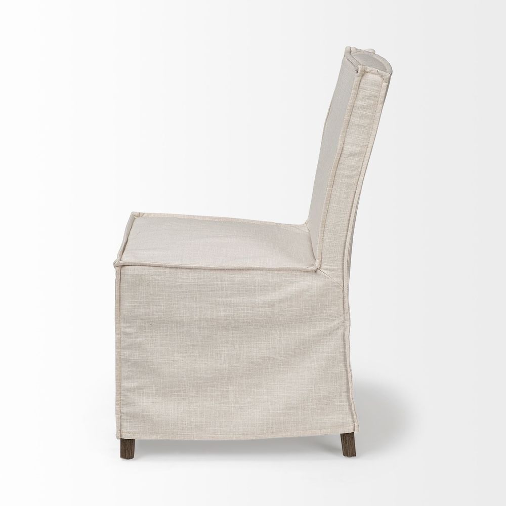 Dax Cream Fabric | Brown Wood Dining Chair