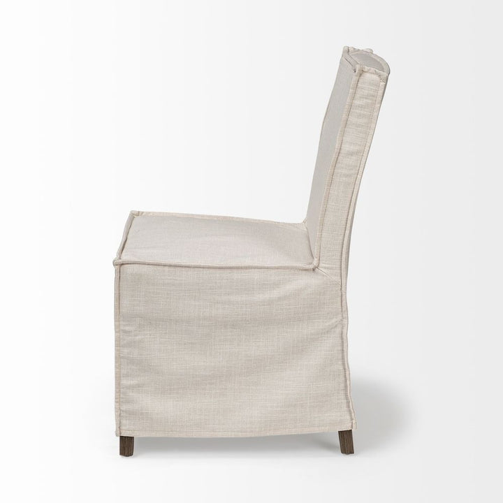 Dax Cream Fabric | Brown Wood Dining Chair