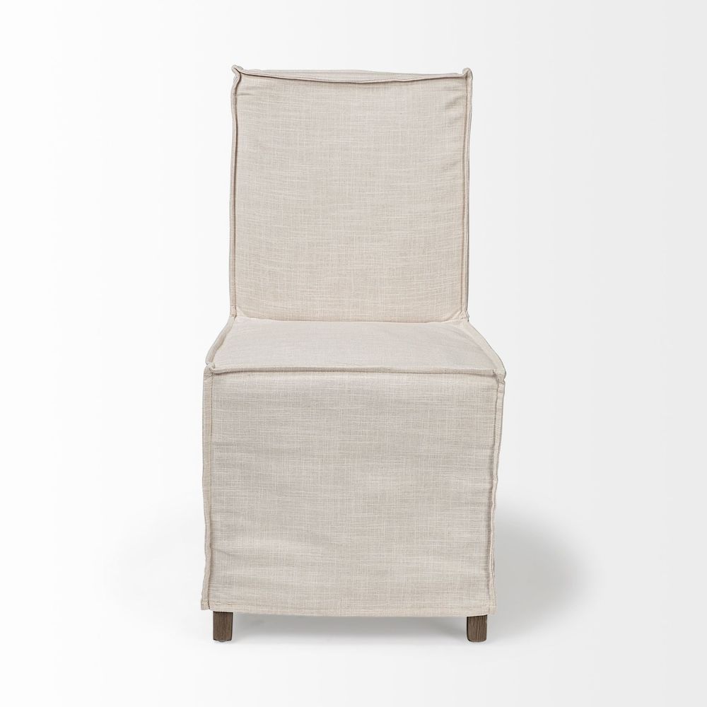 Dax Cream Fabric | Brown Wood Dining Chair
