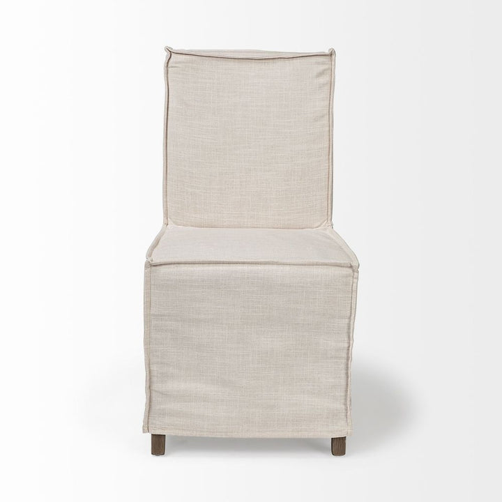Dax Cream Fabric | Brown Wood Dining Chair