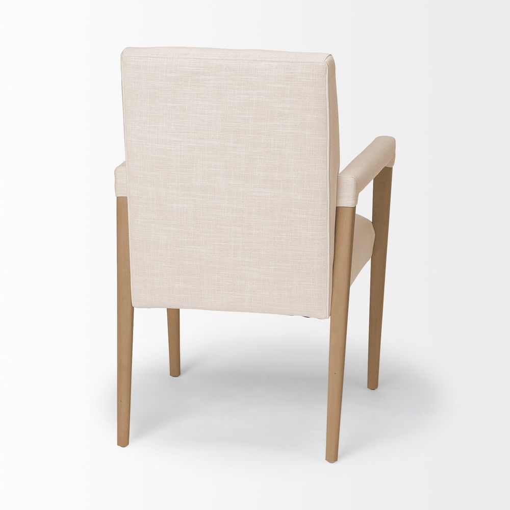 Lincoln Cream | Light Brown Wood | Armed Dining Chair