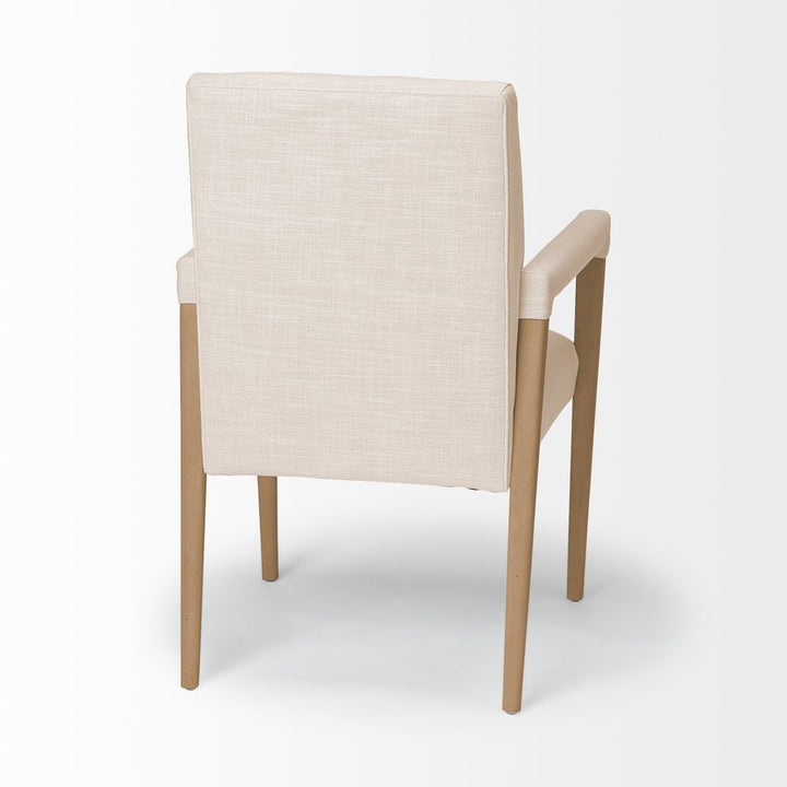 Lincoln Cream | Light Brown Wood | Armed Dining Chair