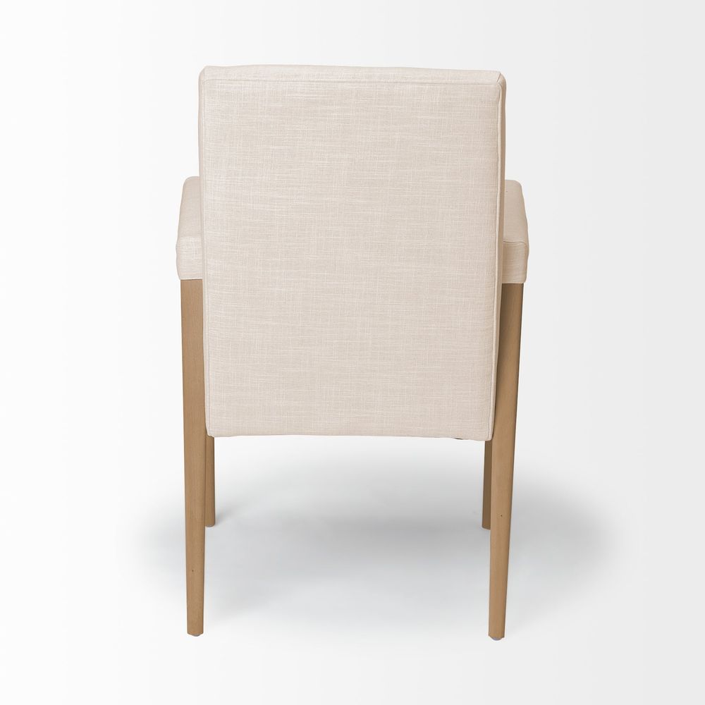 Lincoln Cream | Light Brown Wood | Armed Dining Chair
