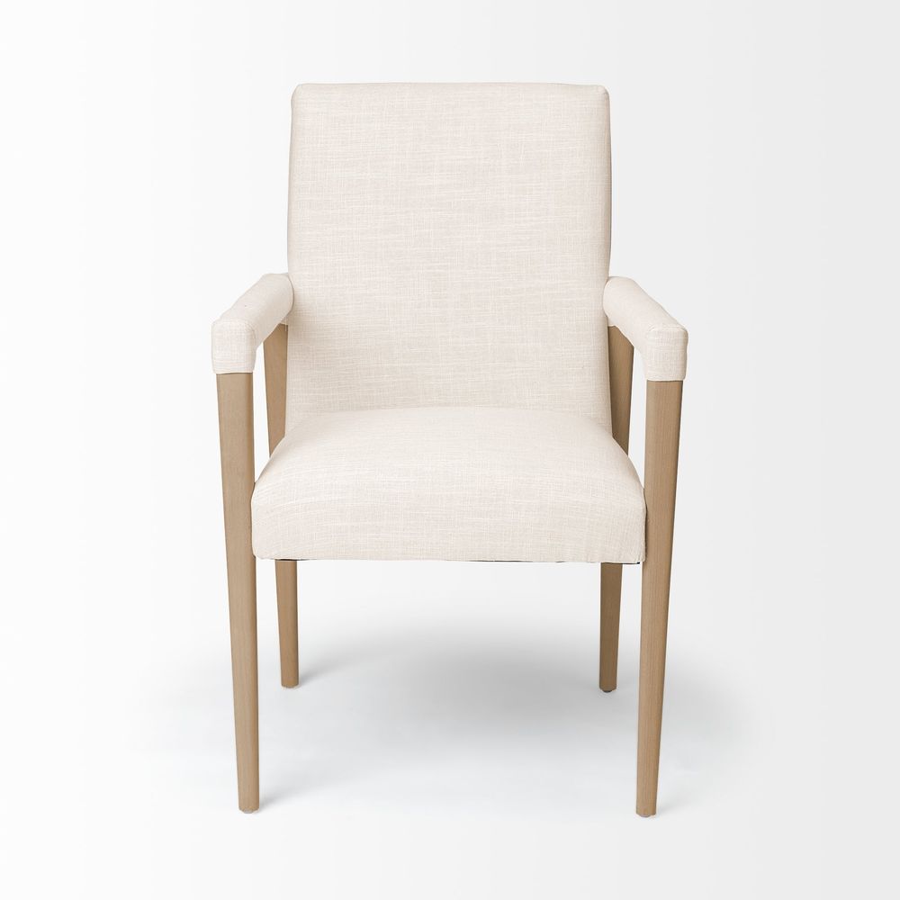 Lincoln Cream | Light Brown Wood | Armed Dining Chair