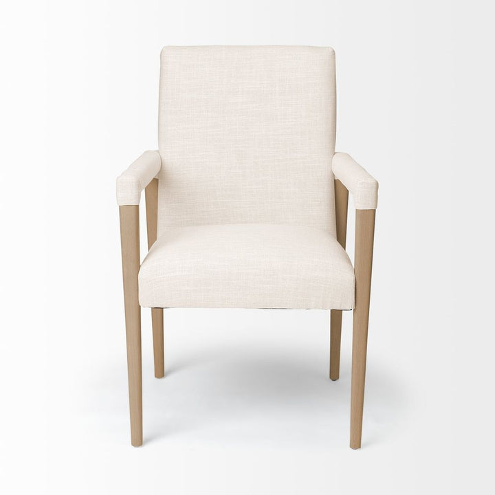 Lincoln Cream | Light Brown Wood | Armed Dining Chair