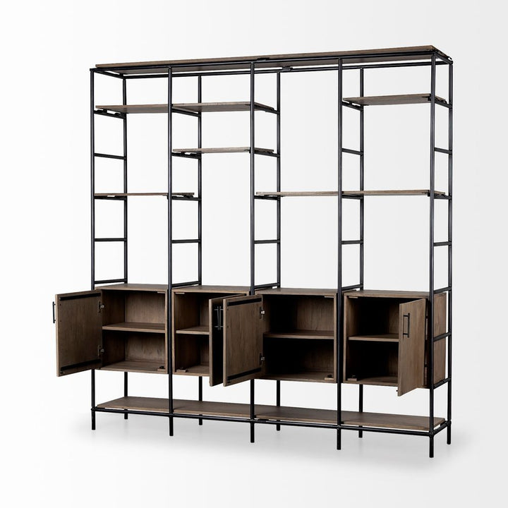 Maximus Brown Wood | Black Metal Shelving Unit