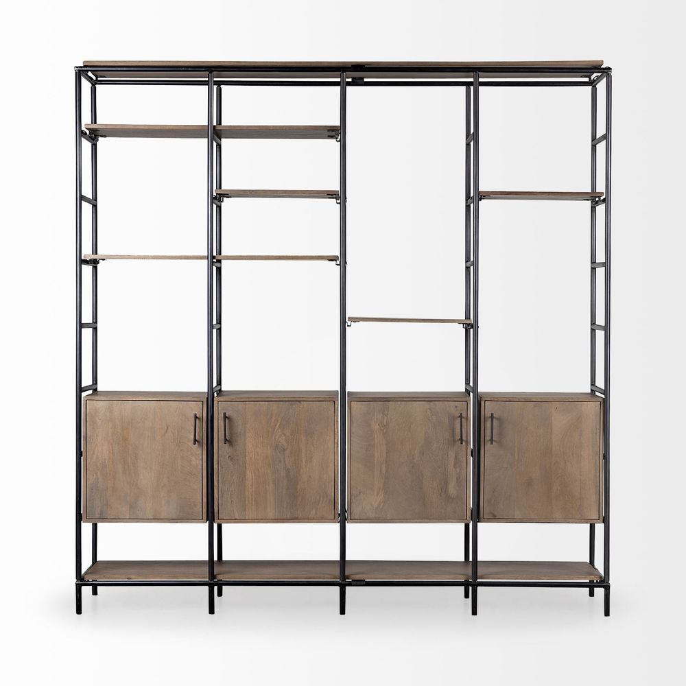 Maximus Brown Wood | Black Metal Shelving Unit