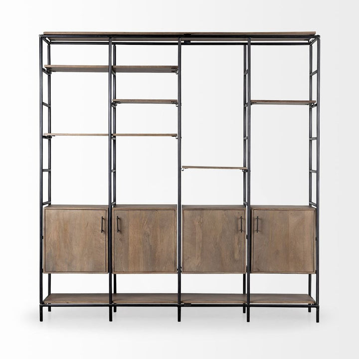 Maximus Brown Wood | Black Metal Shelving Unit