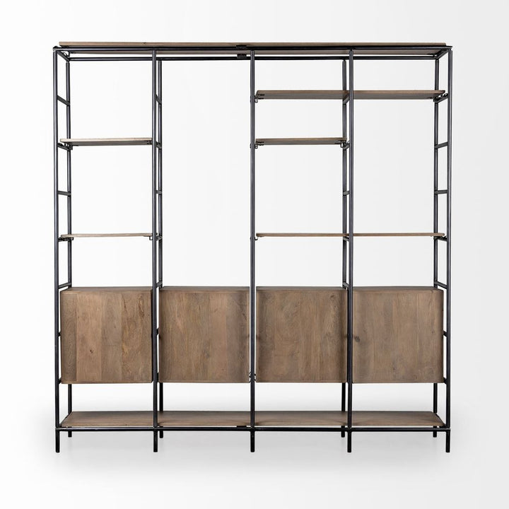 Maximus Brown Wood | Black Metal Shelving Unit