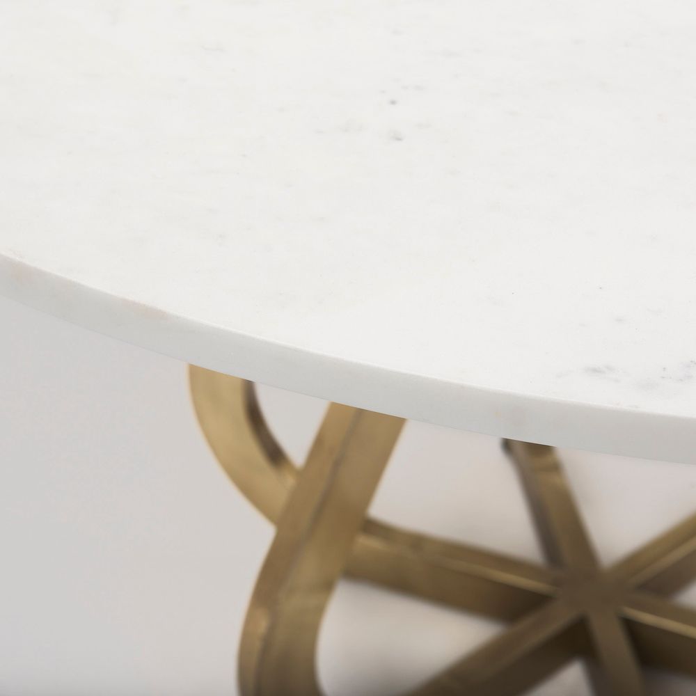Valentin White Marble | Gold Metal Dining Table