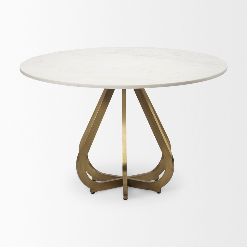 Valentin White Marble | Gold Metal Dining Table